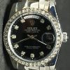 Replica Uhr Rolex Daydate 03 (37mm) Schwarz Diamonds Diamanten Edelstahl 316L Gold Automatikwerk
