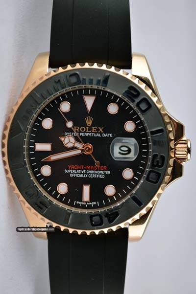 Replica Uhr Rolex Yacht master 03 (40mm) 116655 Gold  Oystersteel (schwarzes Zifferblatt) Edelstahl 316L Automatikwerk