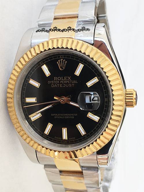 Replica Uhr Rolex Datejust 25 (41mm) 126333 Oyster band (Schwarzes Zifferblatt) Gold Edelstahl 316L Automatikwerk
