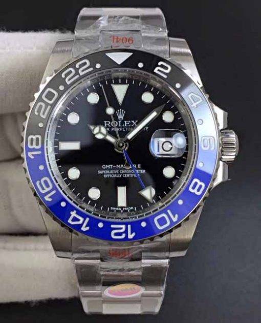 Replica Uhr Rolex Gmt-master ll 02 (40 mm) 116710BLNR Batman Blau/Schwarz Oystersteel Date (schwarzes Zifferblatt) Edelstahl 316L Automatikwerk