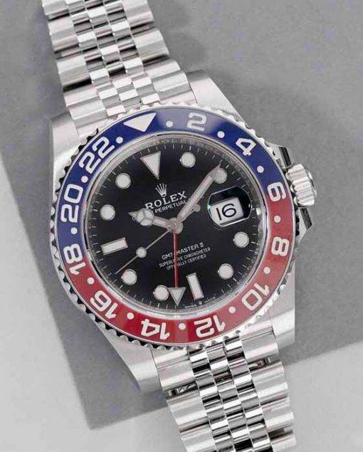 Replica Uhr Rolex Gmt-master ll 08 (40mm) 126710BLRO "Pepsi" Jubiläumsband Date (Schwarzes Zifferblatt) Edelstahl 316L Automatikwerk