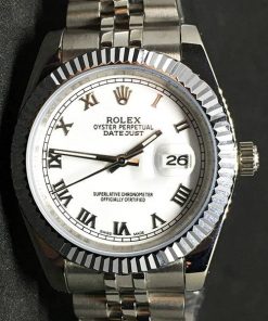Replica Uhr Rolex Datejust 32 (40mm) (Jubilee band) Weißes Zifferblatt (römische Zahlen) Edelstahl 316L Automatikwerk