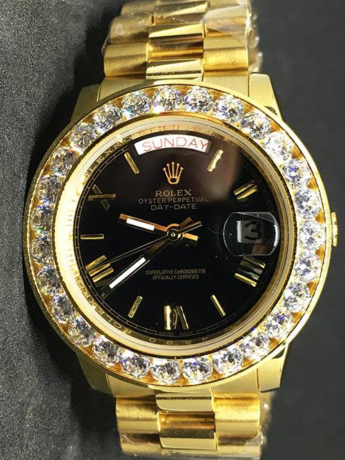 Replica Uhr Rolex Day-Date 16 (37mm) ES10040150A Goldzifferblatt(President band) Diamanten Edelstahl 316L Gold Automatikwerk