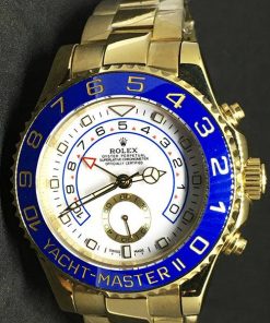 Replica Uhr Rolex Yacht master ll 07 (42mm) weißes Zifferblatt Gold Edelstahl 316L Automatikwerk