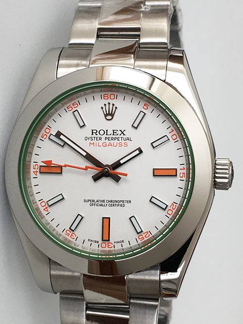 Replica Uhr Rolex Milgauss 02 (40 mm) 116400GV (weißes Zifferblatt) Oystersteel Edelstahl 316L Automatikwerk