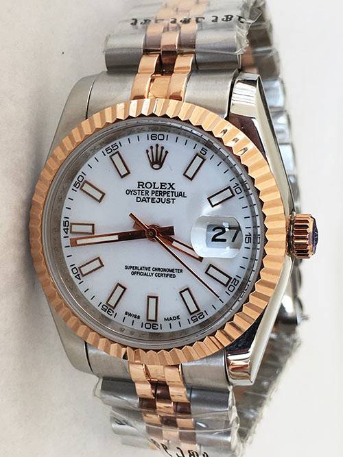 Replica Uhr Rolex Datejust 40 (36mm) (Jubilee band)  Bi-color weißes Zifferblatt / Edelstahl 316L Automatikwerk, Gold
