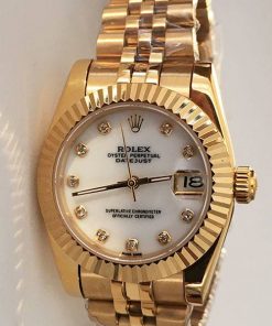 Replica Uhr Rolex Datejust damen 04 (33 mm) (Jubilee band) Weißes Zifferblatt / Edelstahl 316L Automatikwerk, Gold
