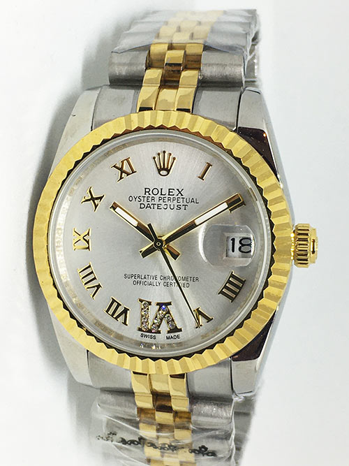 Replica Uhr Rolex Datejust 43 (36mm) (Jubilee band) Graues Zifferblatt / Edelstahl 316L Automatikwerk, Gold
