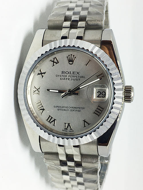 Replica Uhr Rolex Datejust damen 43 (36mm) (Jubilee band) Graues Zifferblatt / Edelstahl 316L Automatikwerk